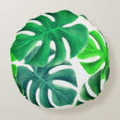 トロピカルグリーン葉プリントラウンドピロー ラウンドクッション (裏面)