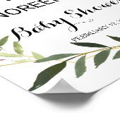 トロピカルグリーン葉ベビーシャワーへようこそ ポスター (角)