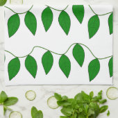 トロピカルグリーン葉植物模様 キッチンタオル (折り畳み)