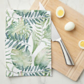 トロピカルグリーン葉 キッチンタオル (四つ折り)