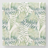 トロピカルグリーン葉 ストーンコースター (正面)