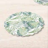 トロピカルグリーン葉 ペーパーコースター (アングル)