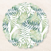 トロピカルグリーン葉 ペーパーコースター (正面)