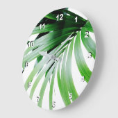 トロピカルグリーン葉 ラージ壁時計 (傾斜)