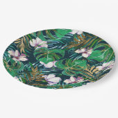 トロピカルグリーン薄紫金ゴールドモンスタ葉ーフローラ ペーパープレート (アングル)