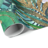 トロピカルグリーン薄紫金ゴールドモンスタ葉ーフローラ ラッピングペーパー (ロールコーナー)