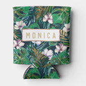 トロピカルグリーン薄紫金ゴールドモンスタ葉ーフローラ 缶クーラー (正面)