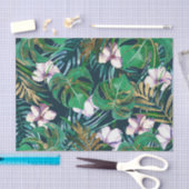 トロピカルグリーン薄紫金ゴールドモンスタ葉ーフローラ 薄葉紙 (クラフト)