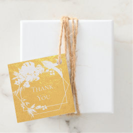 トロピカルグリーン金ゴールドウォーターカラーモンステラ葉 フェイバータグ