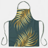 トロピカルグリーン金ゴールドパーム葉 エプロン (正面)
