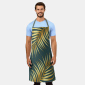 トロピカルグリーン金ゴールドパーム葉 エプロン (着用した状態)
