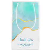 トロピカルグリーン金ゴールド縁どありお願い スモールペーパーバッグ (正面)