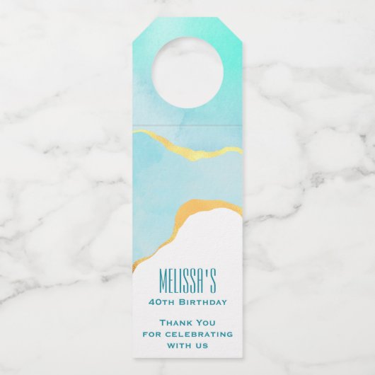 トロピカルグリーン金ゴールド縁どありお願い ボトルネックタグ (正面)