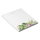 トロピカルグリーン離れオレンジピンクの花カスタム ノートパッド (アングル)