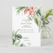 トロピカルグリーン離れズアンスリウム葬儀招待状 招待状 (スタンド正面)
