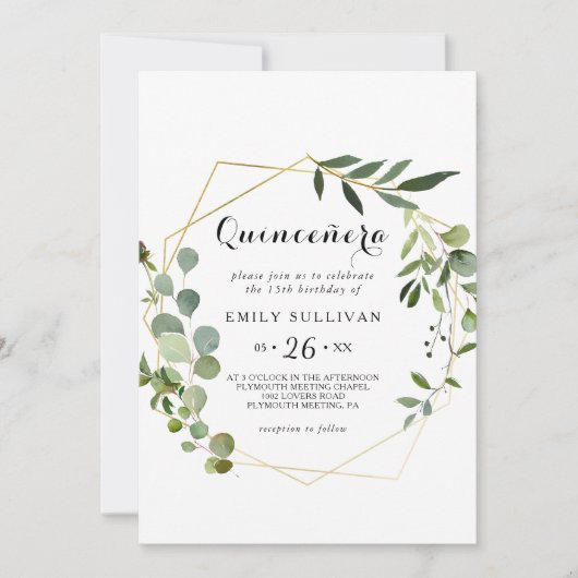 トロピカルグリーン離れズキンセニェラ誕生日パーティー 招待状 (正面)