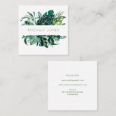 トロピカルグリーン離れデザイナー スクエア名刺 (正面/裏面)