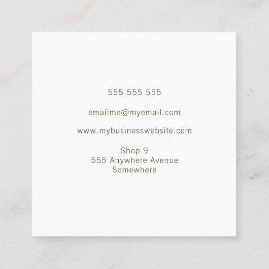 トロピカルグリーン離れデザイナー スクエア名刺 (裏面)