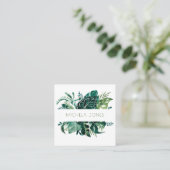トロピカルグリーン離れデザイナー スクエア名刺 (スタンド正面)