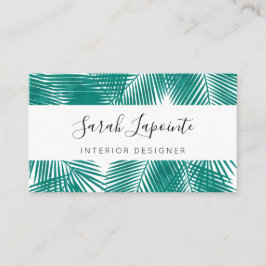 トロピカルグリーン離れパームエレガントデザイン 名刺