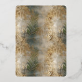 トロピカルグリーン離れ金ゴールドブライダルシャワー 箔招待状 (裏面)