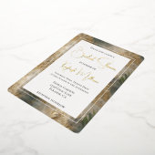 トロピカルグリーン離れ金ゴールドブライダルシャワー 箔招待状 (回転した状態)