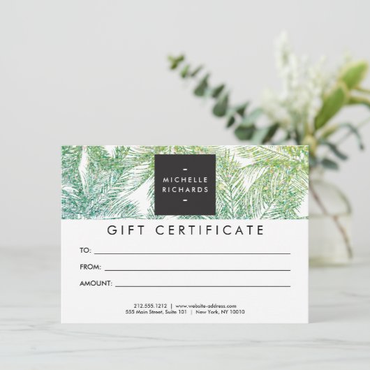 トロピカルグリーン/アクアグリッターパームズギフトカード (スタンド正面)