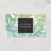 トロピカルグリーン/アクアグリッターパームズビジネスカード 名刺 (正面)
