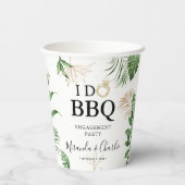 トロピカルグリーン＆ゴールド 'I Do BBQ' 婚約 紙コップ (裏面)