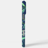 トロピカルグリーン＆ブルーリーフカスタムネーム Case-Mate iPhoneケース (裏面 / 右)