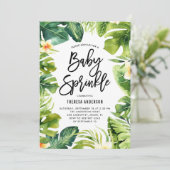 トロピカルグリーン&プルメリアベビー散水シャワー 招待状 (スタンド正面)