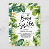 トロピカルグリーン&プルメリアベビー散水シャワー 招待状 (正面/裏面)