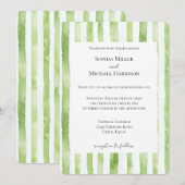 トロピカルグリーン ホワイトストライプ ウェディング 招待状 (正面/裏面)