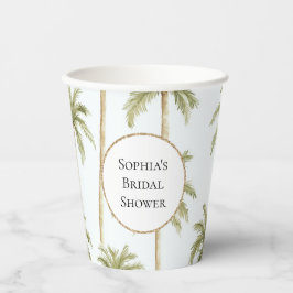 トロピカルグリーン ホワイト ヤシの木 ブライダルシャワー 紙コップ