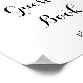 トロピカルグリーン 白い花のゲストブックサイン ポスター (角)