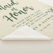 トロピカルグリーン&金ゴールドリーフメイド・オブ・オーナー(花嫁付き添い人)引用文 シェルパブランケット (3/4)