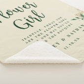 トロピカルグリーン&金ゴールドリーブフラワーガール引用文 シェルパブランケット (3/4)