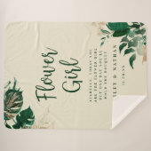 トロピカルグリーン&金ゴールドリーブフラワーガール引用文 シェルパブランケット (正面(横))