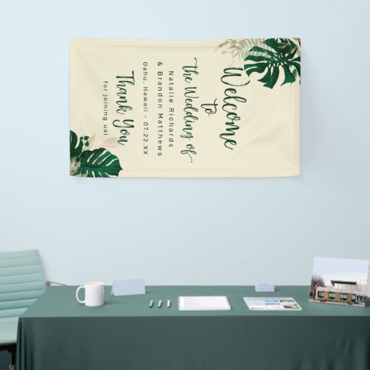トロピカルグリーン&離れズ・シ結婚ックへようこそ 横断幕 (トレードショー)