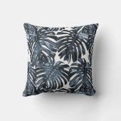 トロピカルグレーホワイトモンステラジャングル離れ クッション (裏面)