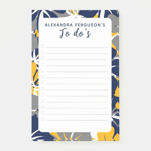 トロピカルグレー/グレーブルーイエローフローラ一覧 ポストイット (正面)