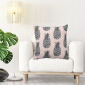 トロピカルグレー&ピンクパイナップルシームレスパターン クッション