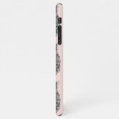 トロピカルグレー&ピンクパイナップルシームレスパターン iPhoneケース (左側)