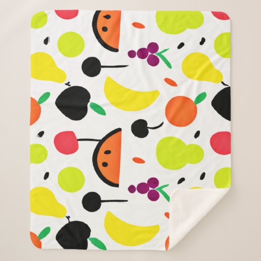 トロピカルグローネオンフルーツパターン シェルパブランケット (正面)