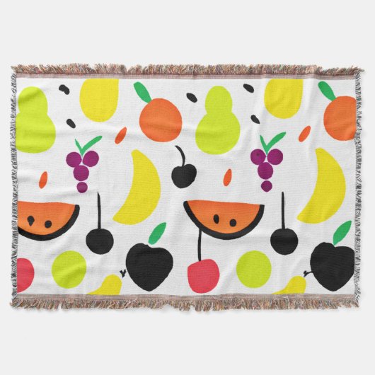 トロピカルグローネオンフルーツパターン スローブランケット (正面)