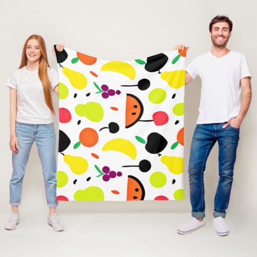 トロピカルグローネオンフルーツパターン フリースブランケット (インサイチュ)