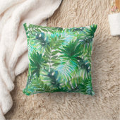 トロピカルグ葉リーン、水彩シームレス。 クッション (ブランケット)