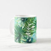 トロピカルグ葉リーン、水彩シームレス。 コーヒーマグカップ (正面左)