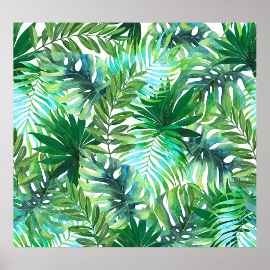 トロピカルグ葉リーン、水彩シームレス。 ポスター (正面)
