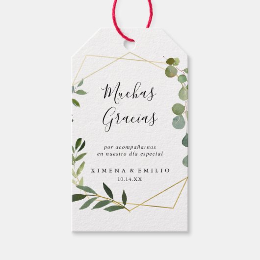 トロピカルグ葉ロングスペインの結婚の感謝 ギフトタグ (正面)